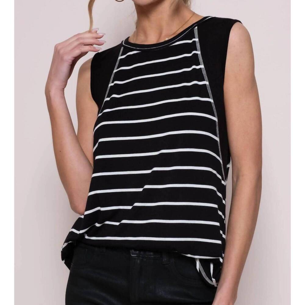NEW HAILEY & CO striped basketball sleeveless top in black